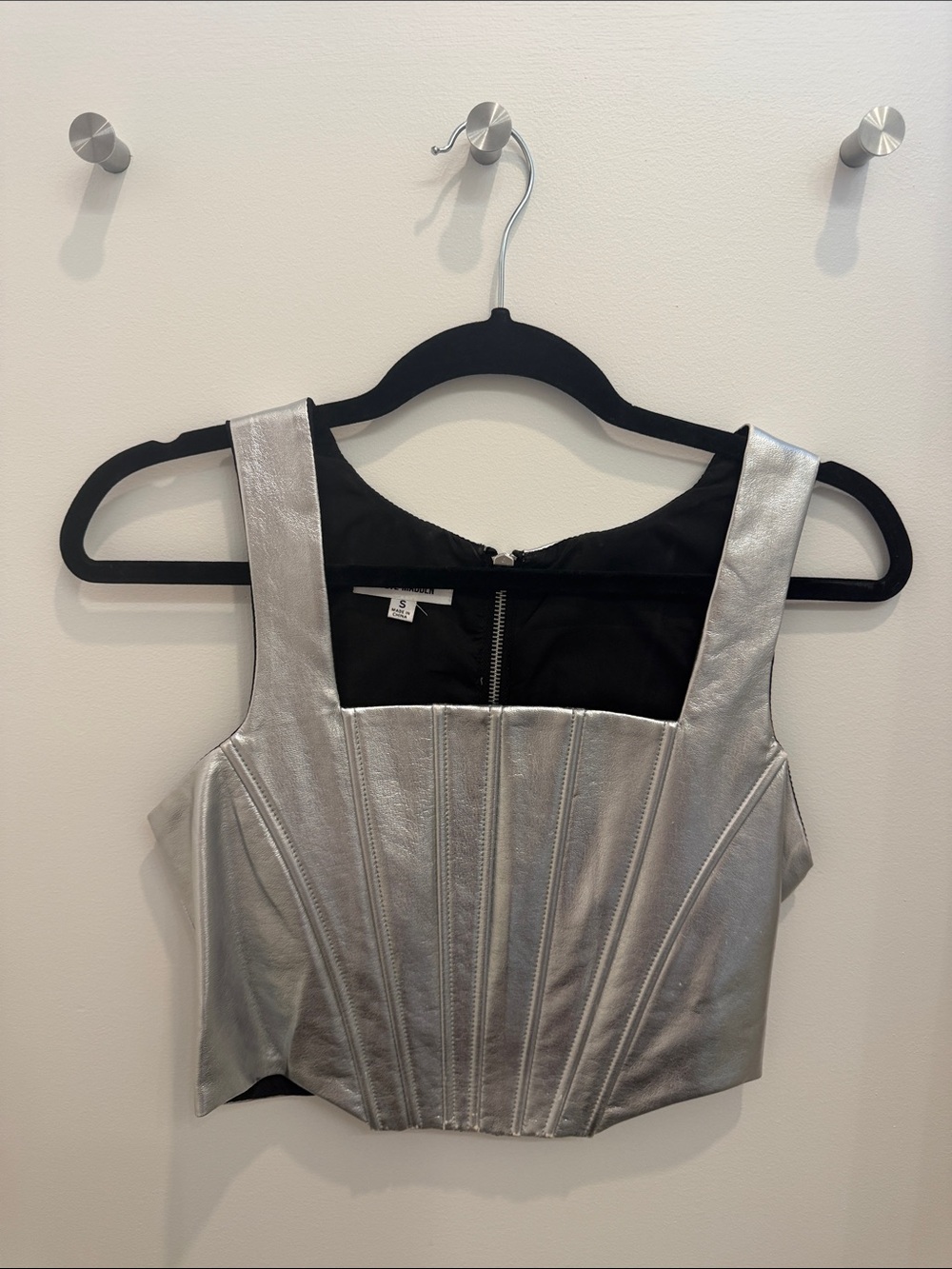 Steve Madden Metallic Silver Corset Crop Top